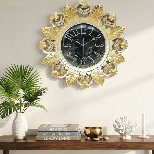Relife Metal Wall Clock Antique Decorative Size- 59X59X1 cm | Royal Gold