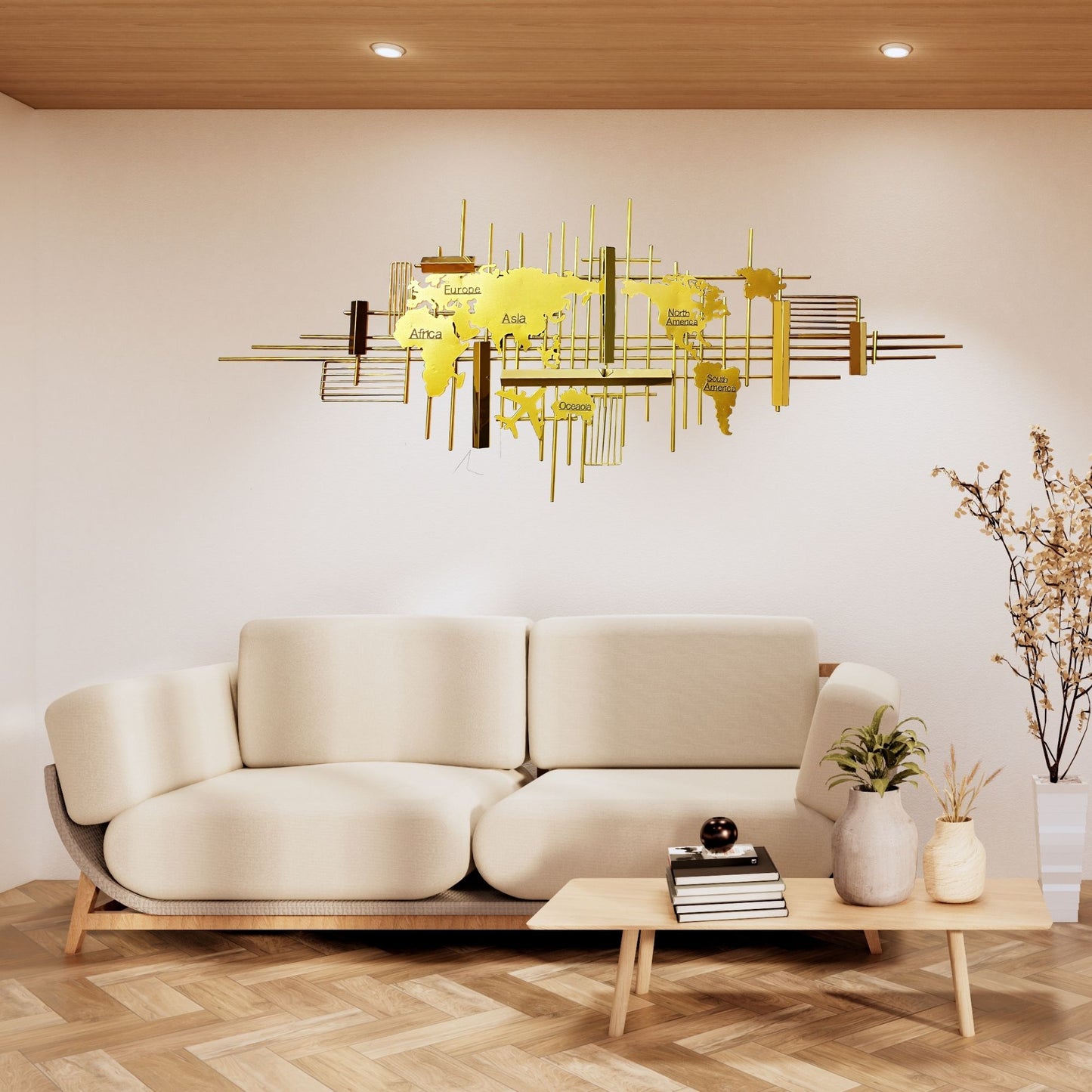 Metal Wall Art Sculpture Wall Hanging- World Map Art (MS61)