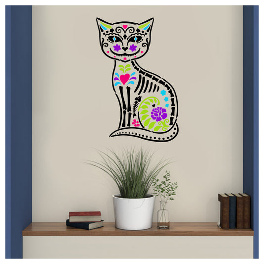 Skull Kitty Design Stencil for Wall Painting (KDMD1500)