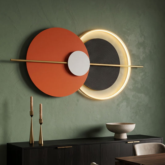 Metal Wall Art with LED - Size 150X70cm -Warm Orange