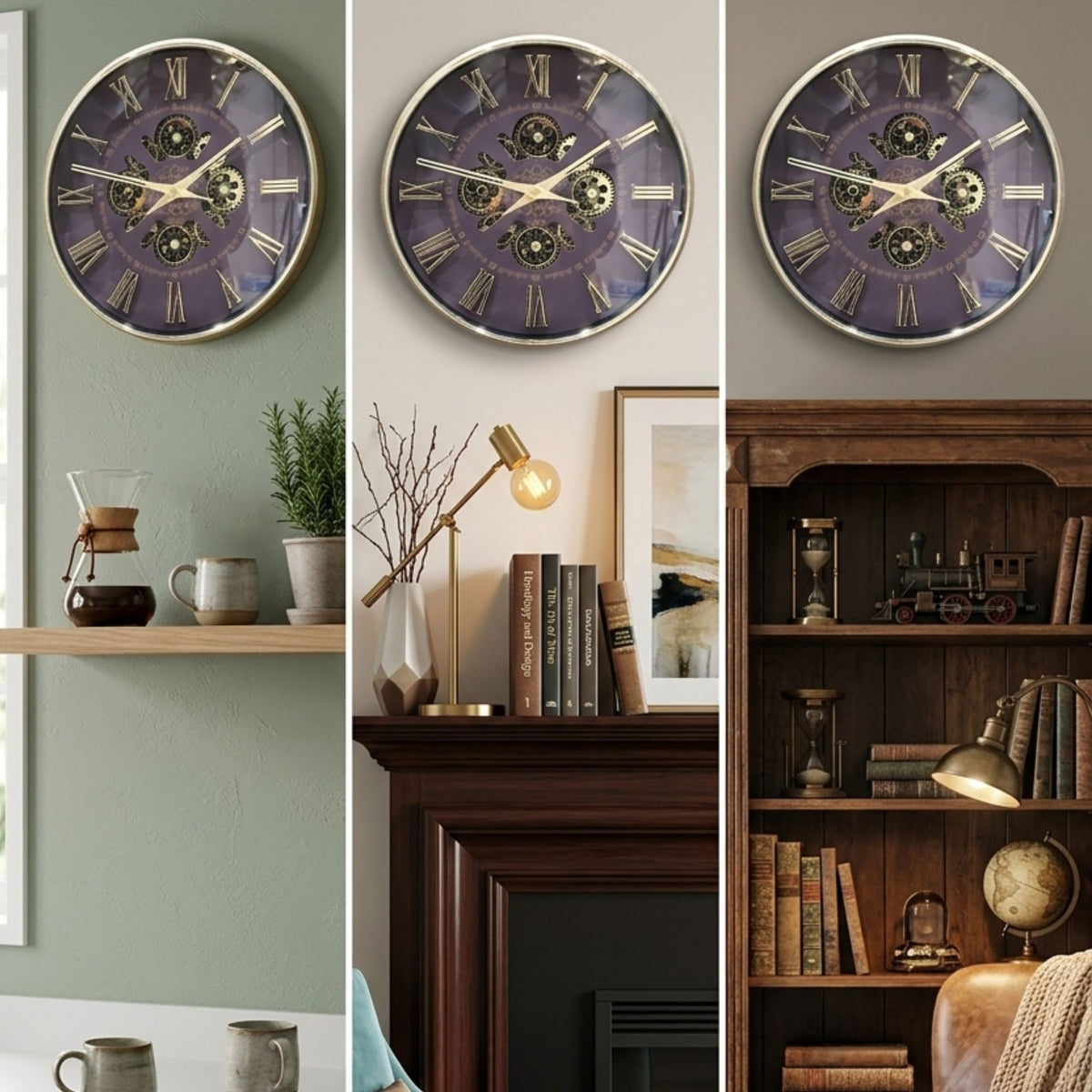Classic Wall Clock Decorative Size-33 cm | Golden Coffee