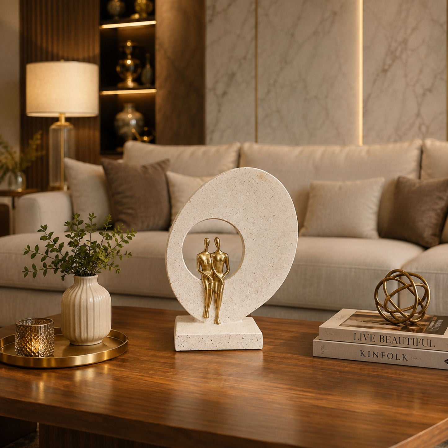 Abstract Modern Art Sculpture Showpiece for Home Decor - Golden Couple