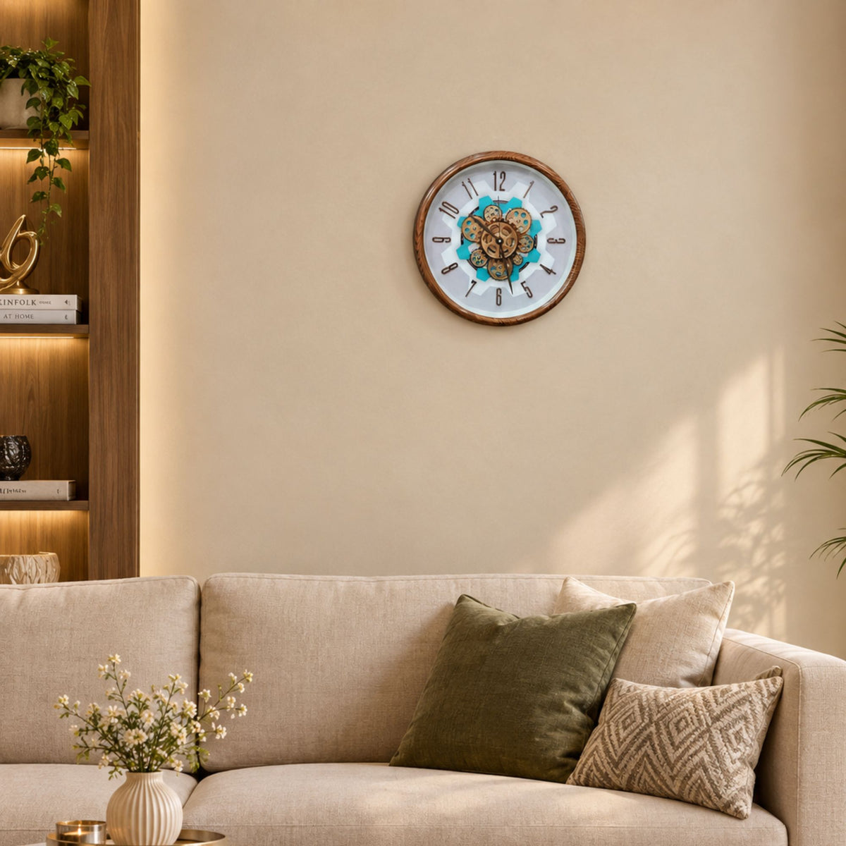 Classic Wall Clock Decorative Size-41 cm | Yellow Wood Grain