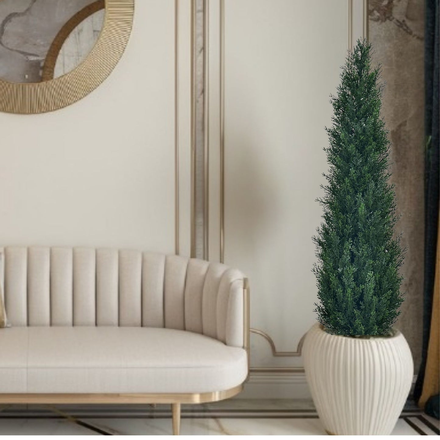 Artificial Plant Cedar Tree UV Resistant Cypress Plant With Pot