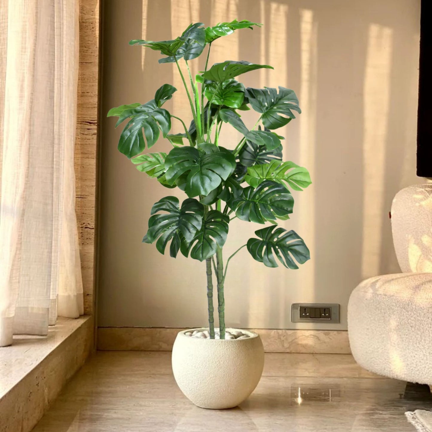 Artificial Monstera Plant with Pot for Home Decor