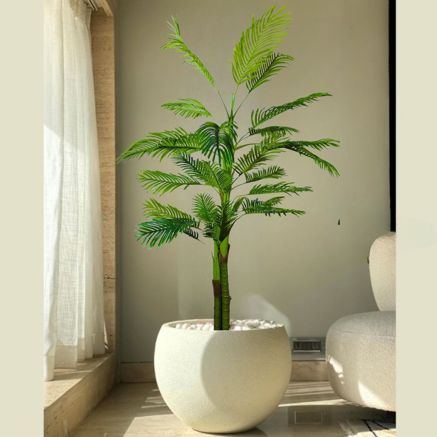 Artificial Palm Tree for Home Decor with Pot and 3 Stems