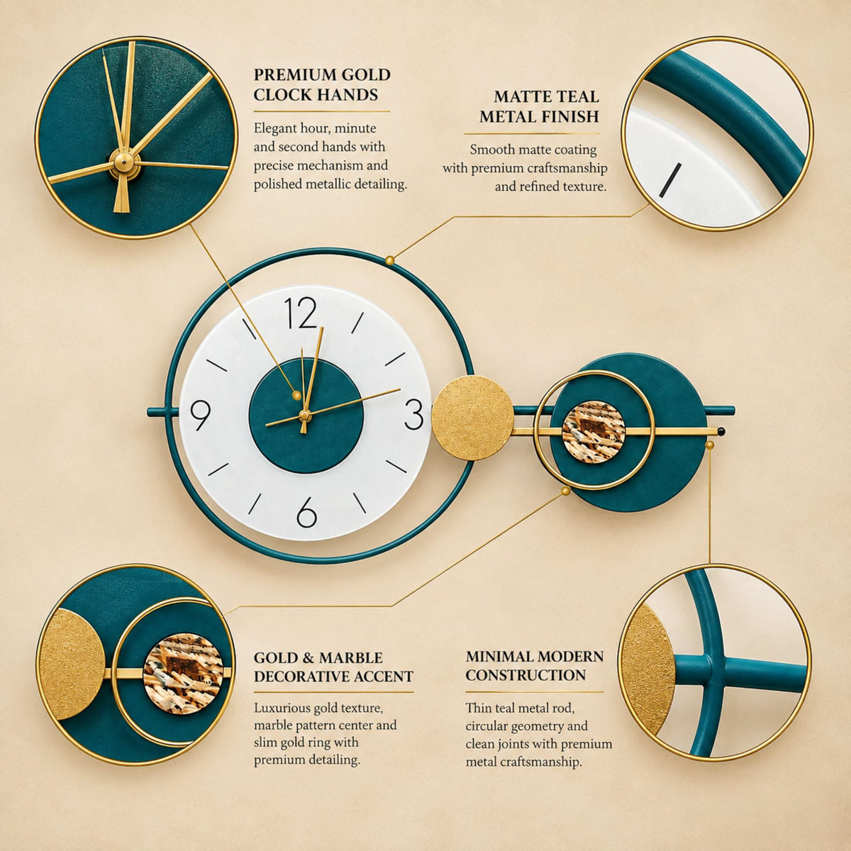 Relife Metal Wall Clock Antique Decorative Size- 38X70 cm | Skyblue