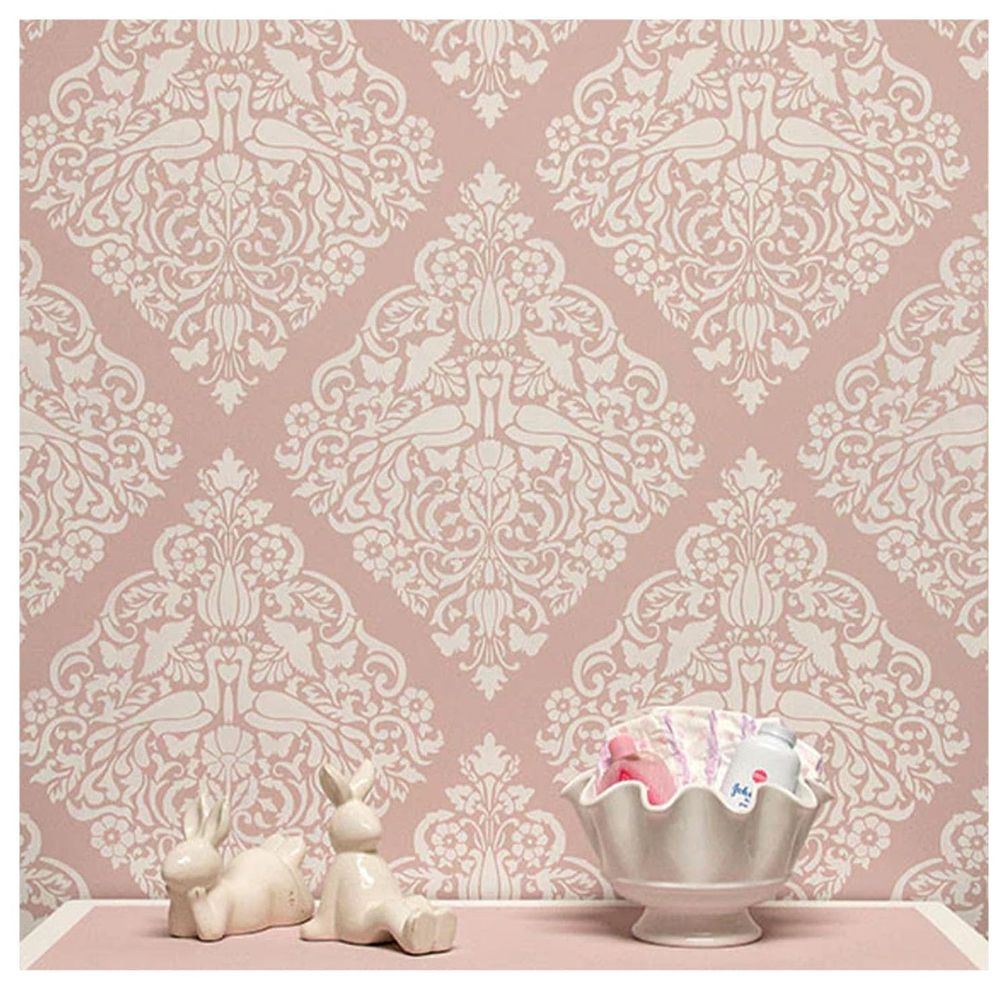Latest Large Zoey Damask Paint Wall Stencil (KDRDSS1239)