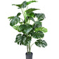 Monstera Artificial Palm Tree - Artificial Plants for Home Decor Big Size with Black Pot (Green, 1 Piece) 4 Feet
