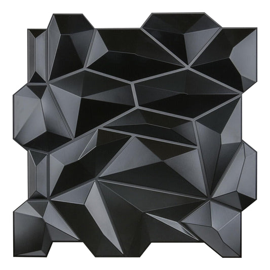 3D PVC Diamond Wall Panel Jagged Matching-Matt Black, for Residential and Commercial Interior Decor (47 x 47 cm Covers 2.3 Sq. ft.)