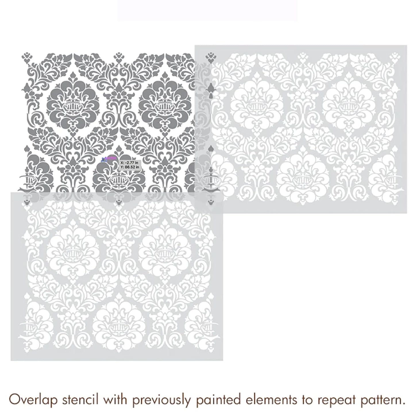 Latest Fidelity Damask Stencils for Wall Painting (‎KDRDSS1156-2430)
