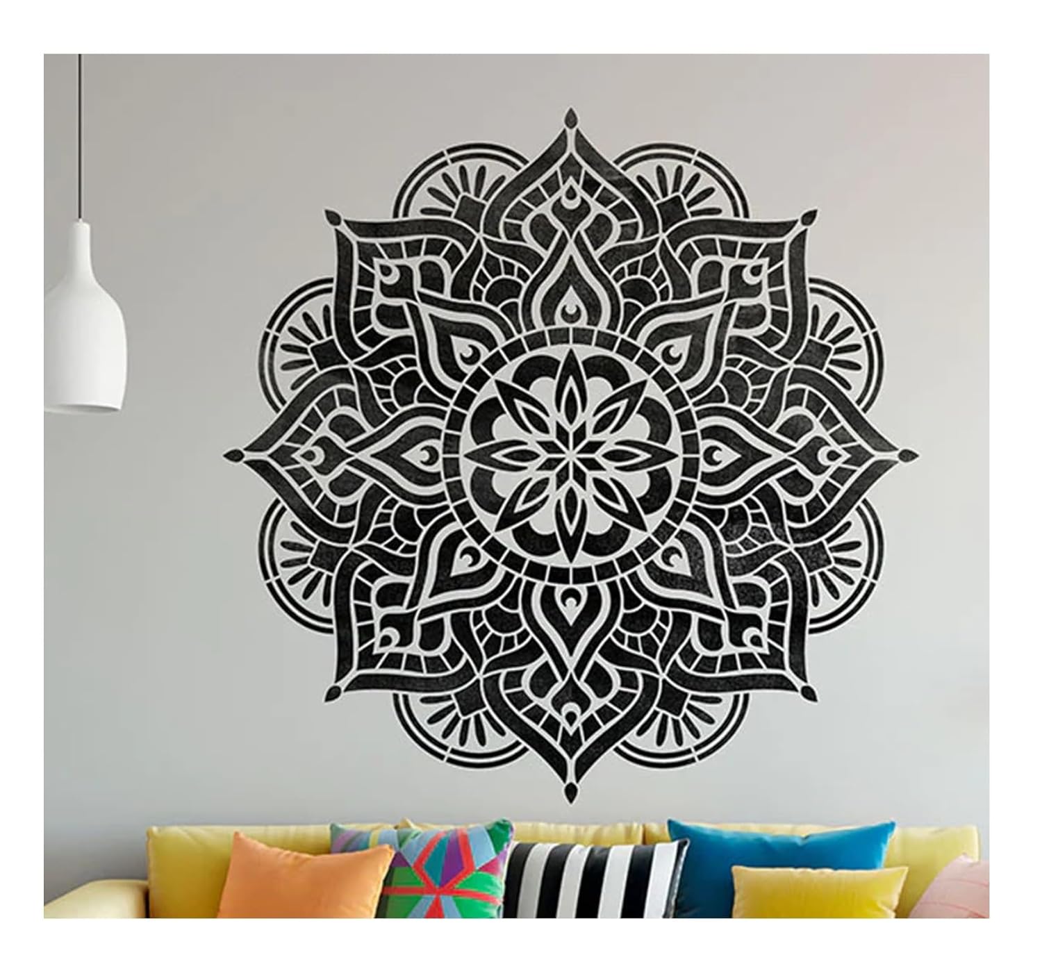 Large Mandala Wall Art Stencils for Painting Boho Bedroom Mural Design