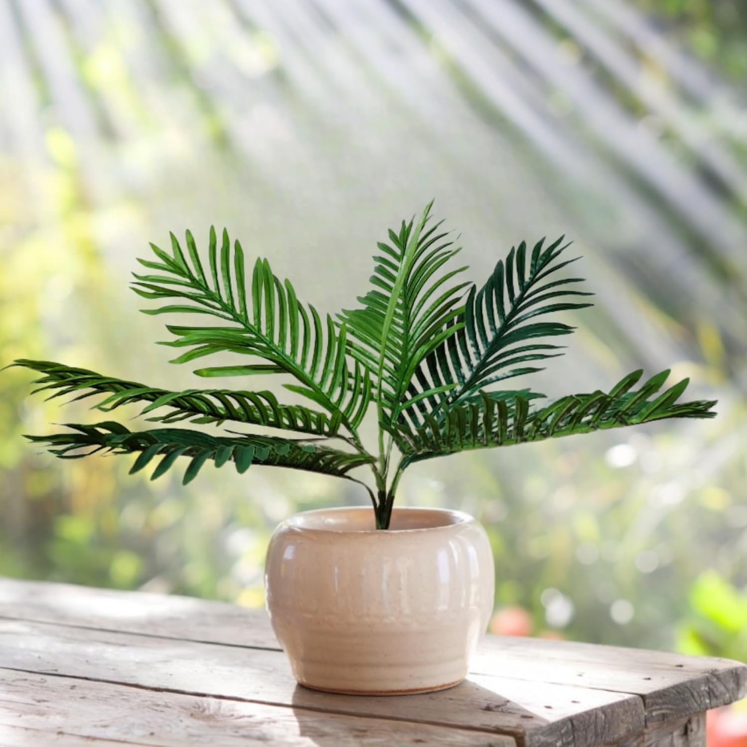 small artificial palm plant Artificial 1.75 Feet Palm Tree for Home Decor (Pack of 2)