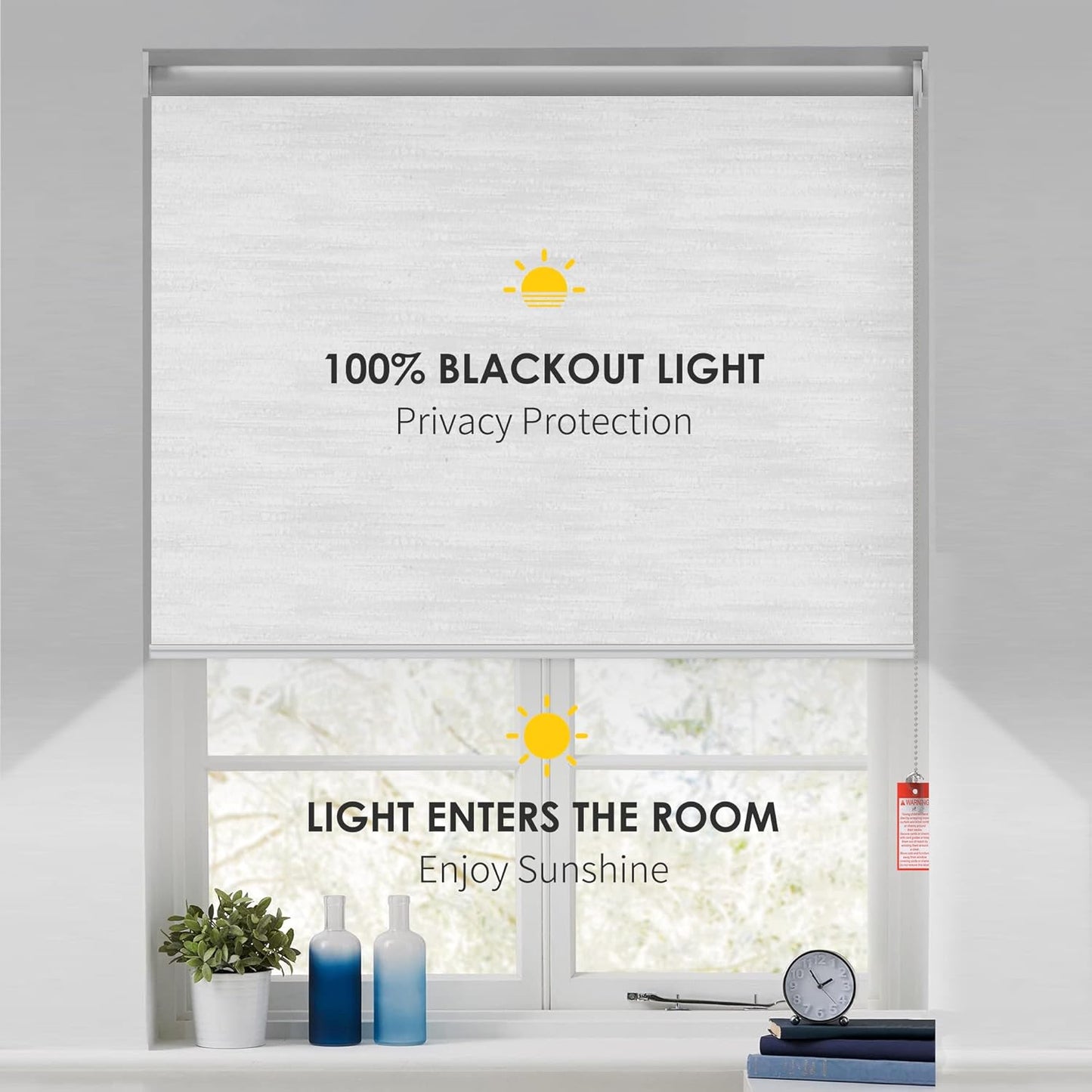 Blackout Circle Roller Blinds for Windows- Room Darkening Blinds for Home Office, Brown