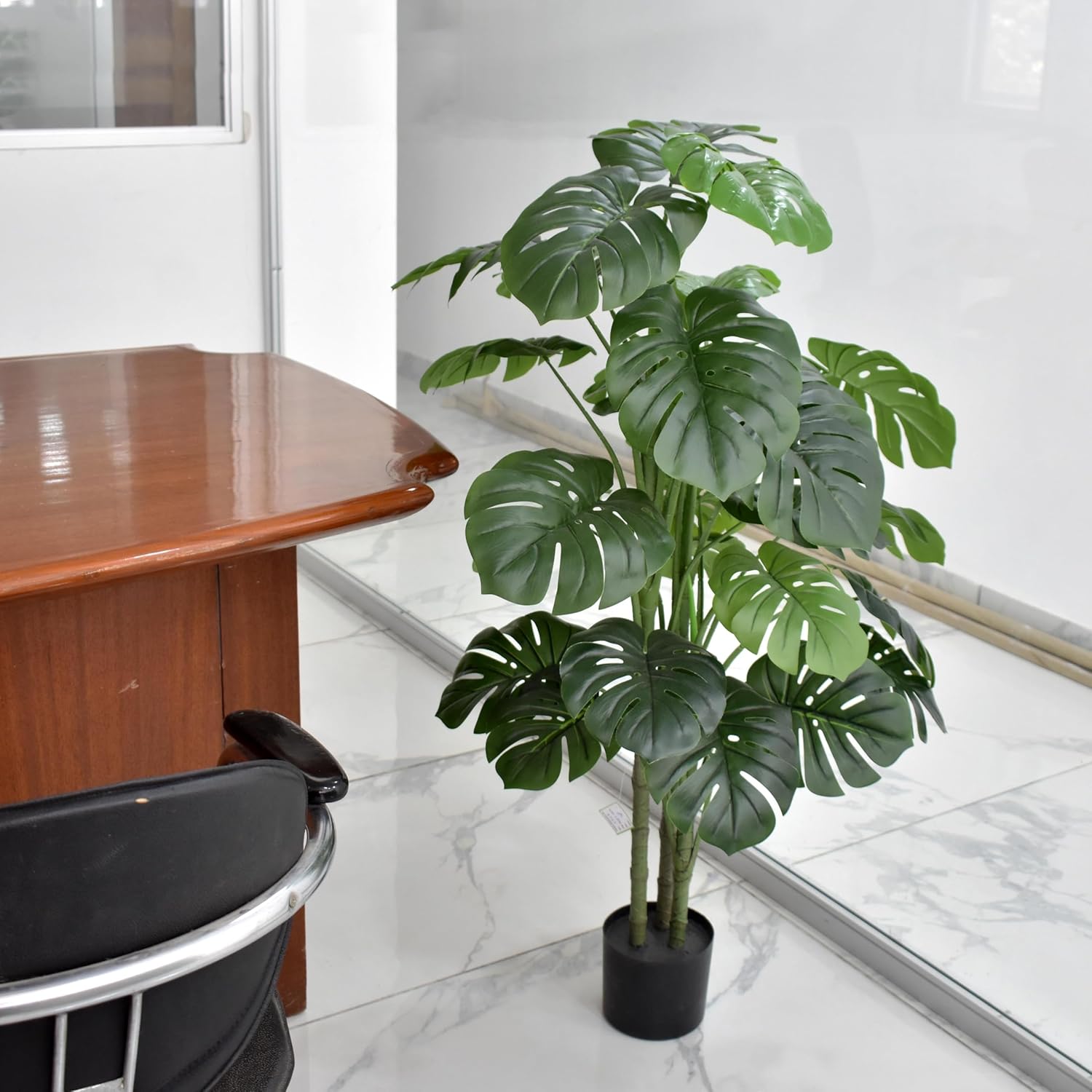 artificial monstera plant in pot Artificial Monstera Plant with Pot for Home Decor