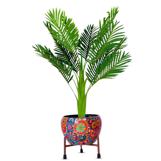 Kayra Decor Pygmy 3 Feet Artificial Palm Tree - Big Size with Pot (Black)