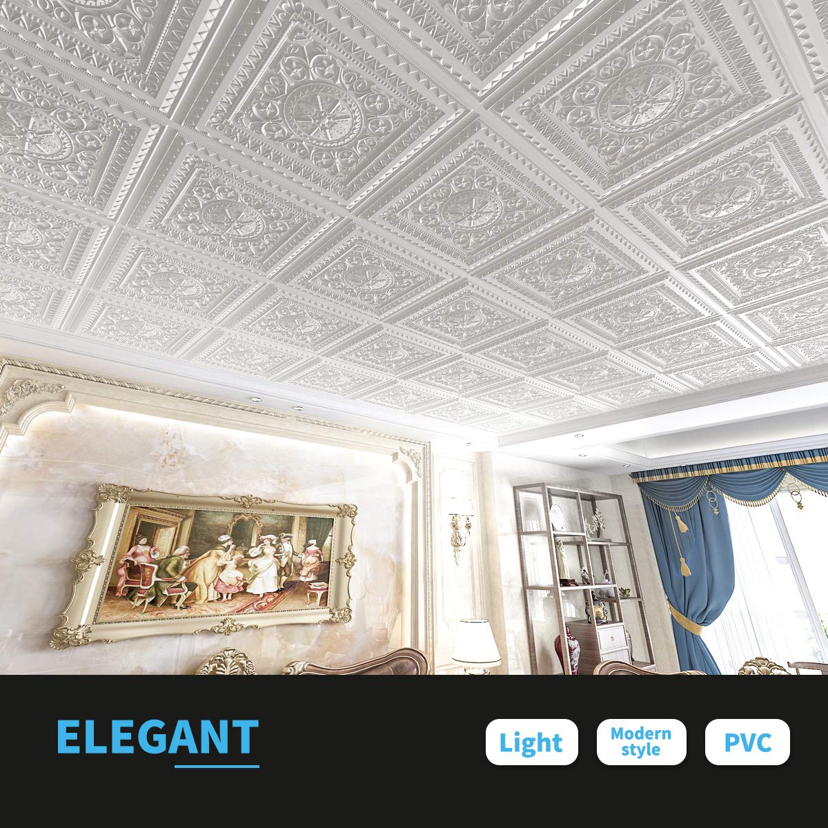 White Floral Design 3D Ceiling Panel3