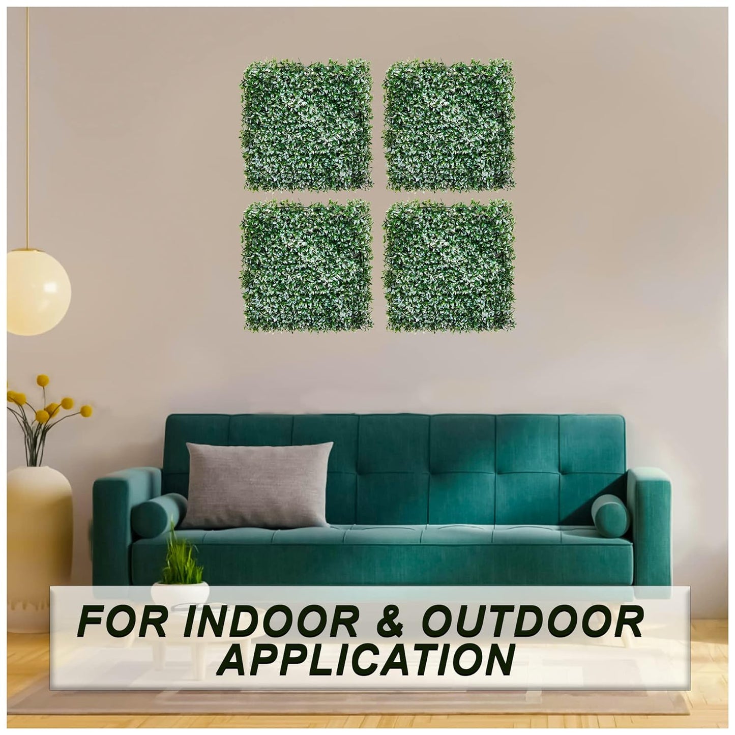 Artificial Vertical Wall Mat for Indoor & Outdoor Walls 50 cm x  50 cm, Leaves White and Green