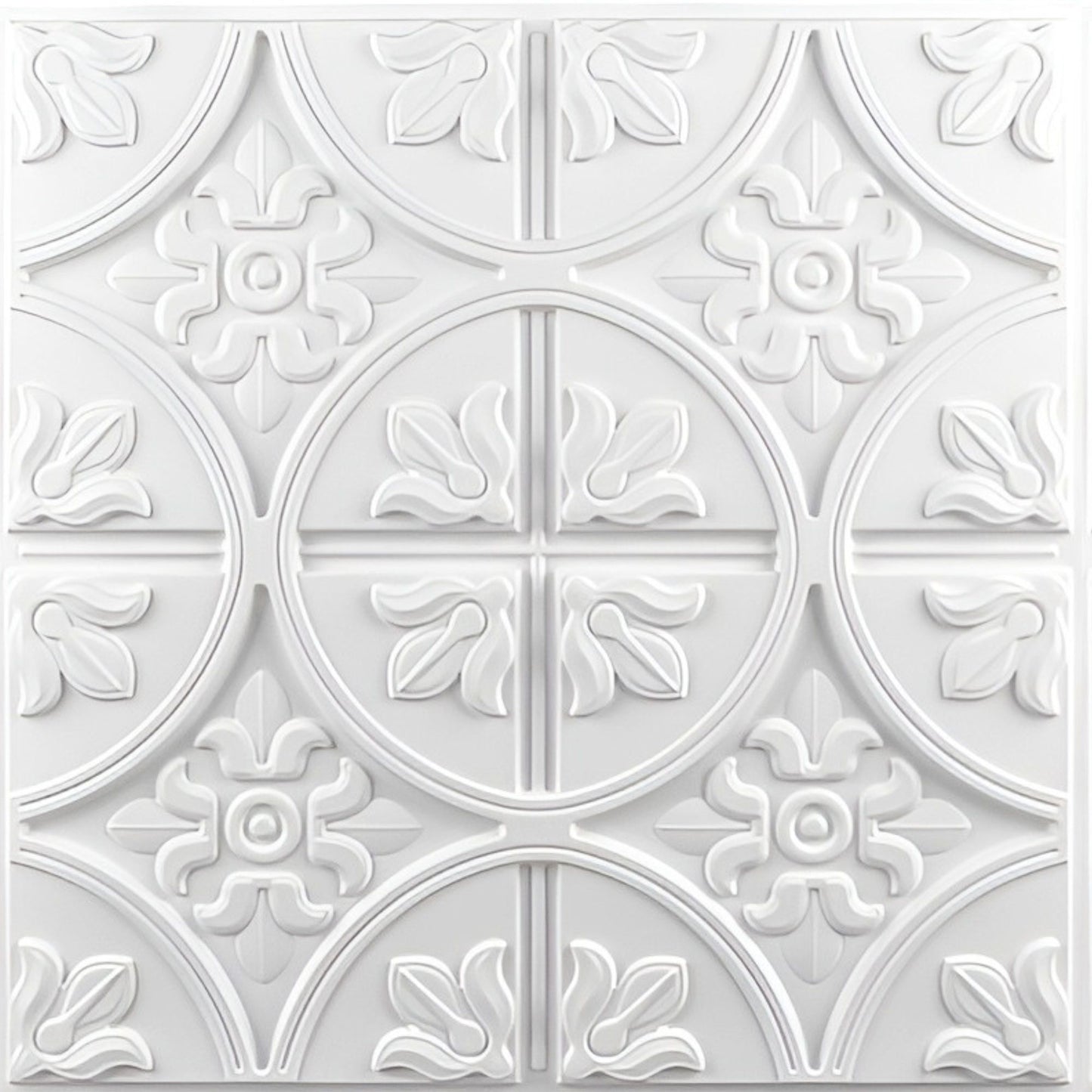 Modern PVC False Ceiling - 60x60 cm Ornamental Design White