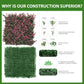 Artificial Vertical Wall Mat for Indoor & Outdoor Walls 50 cm x  50 cm, Leaves Green and Dark Pink