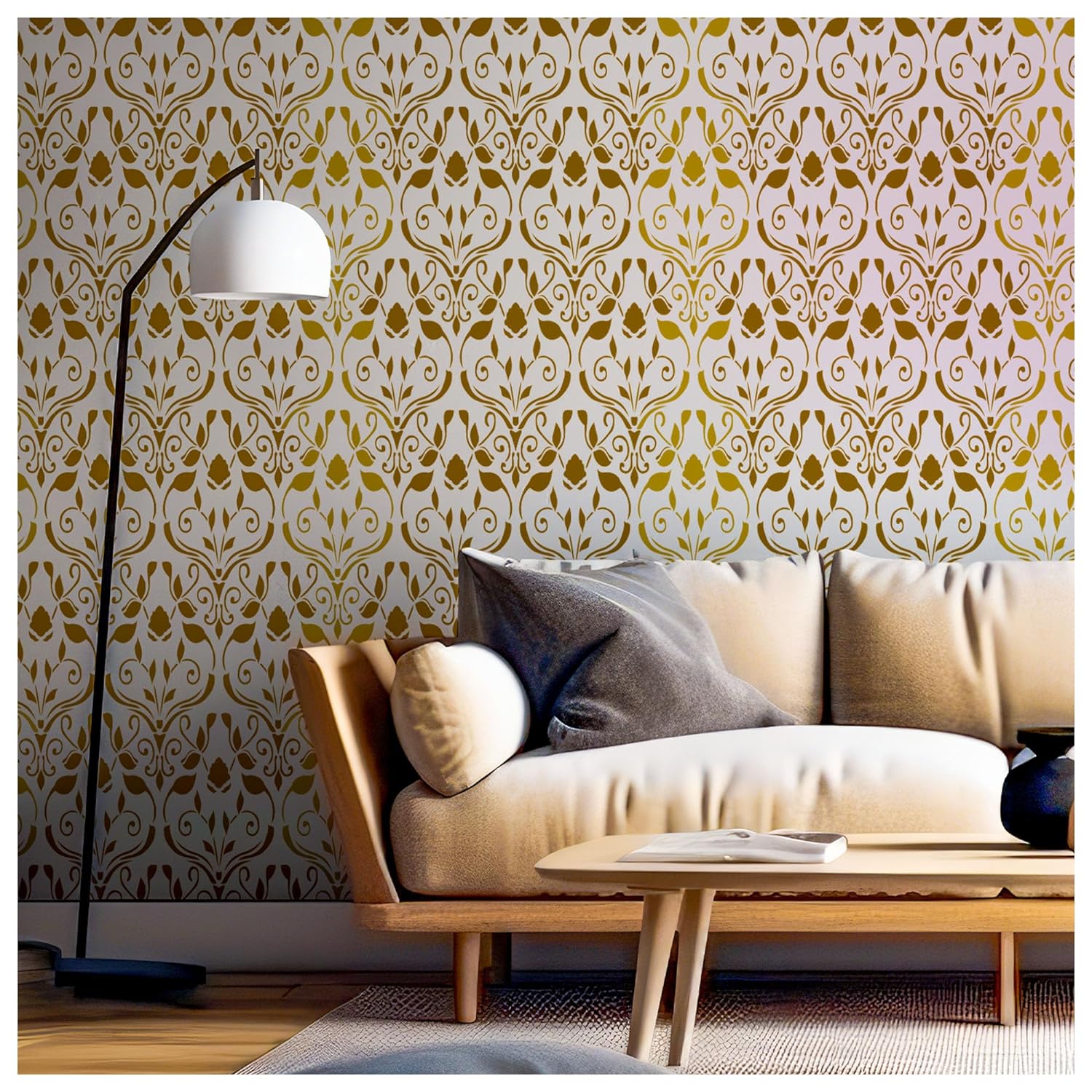 Large Damask Wall Stencils  French & Vintage Wallpaper