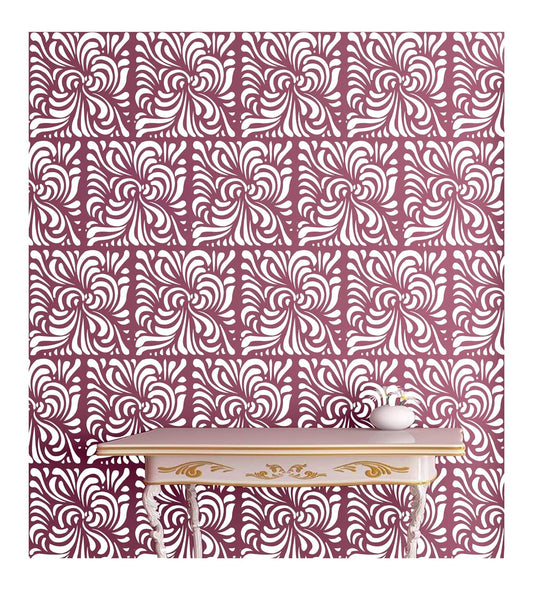 Floral Illusion Pattern Wall Design Stencil (KHS309)