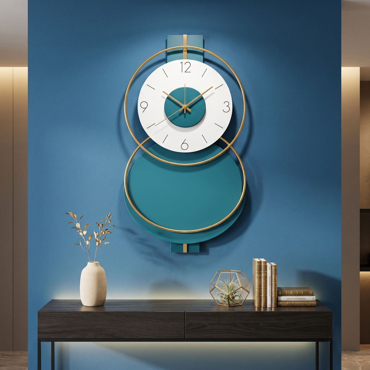 Relife Metal Wall Clock Antique Decorative | Sky Blue Ring