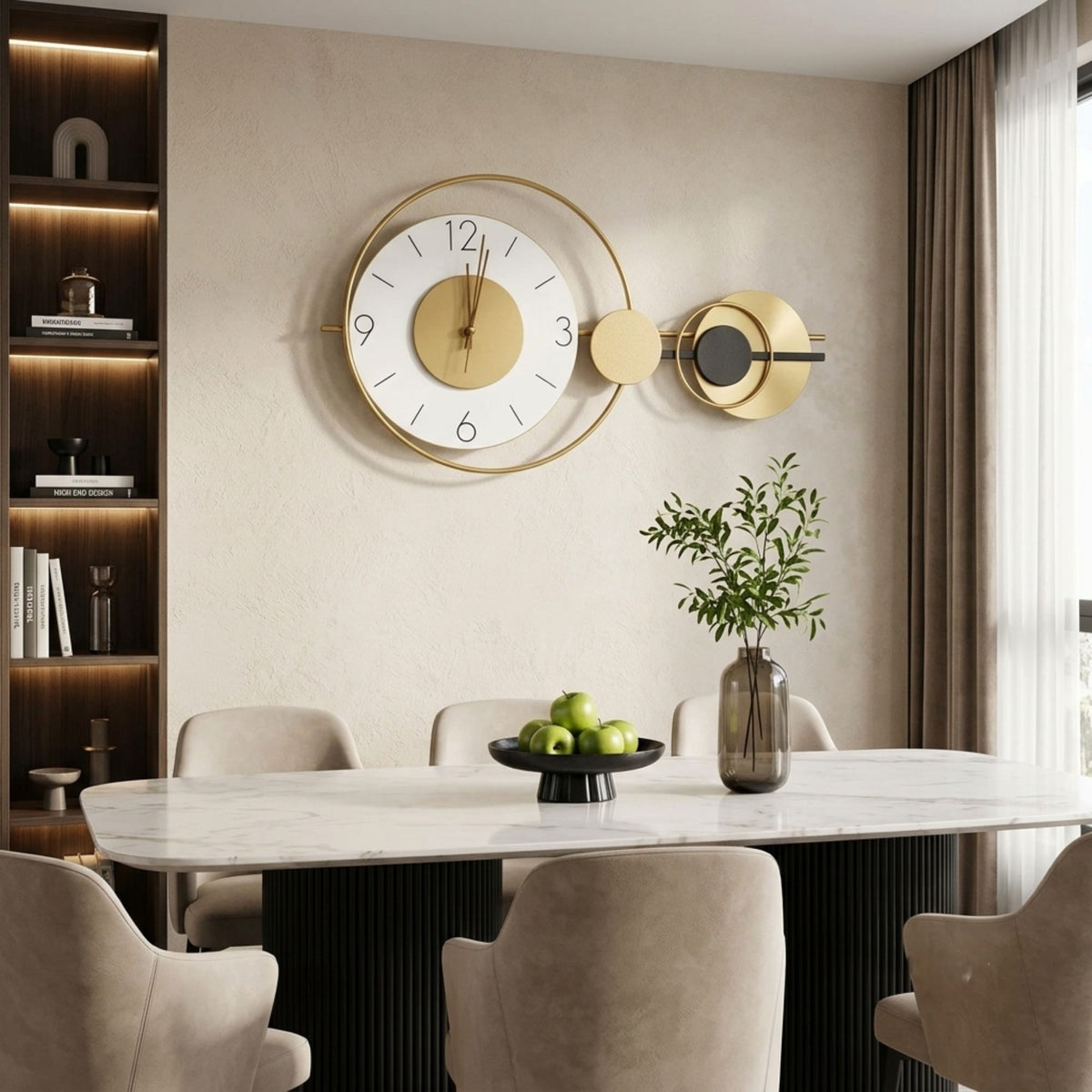 Relife Metal Wall Clock Antique Decorative Size- 70X38X5 cm | Golden