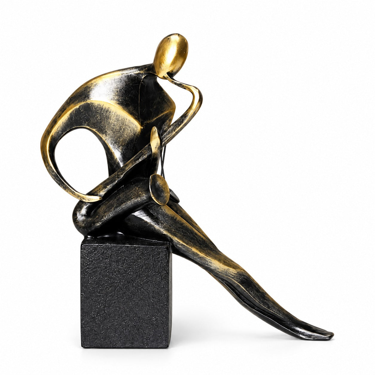 Abstract Musical Sculpture Showpiece in Black and Gold for Home Decor-2