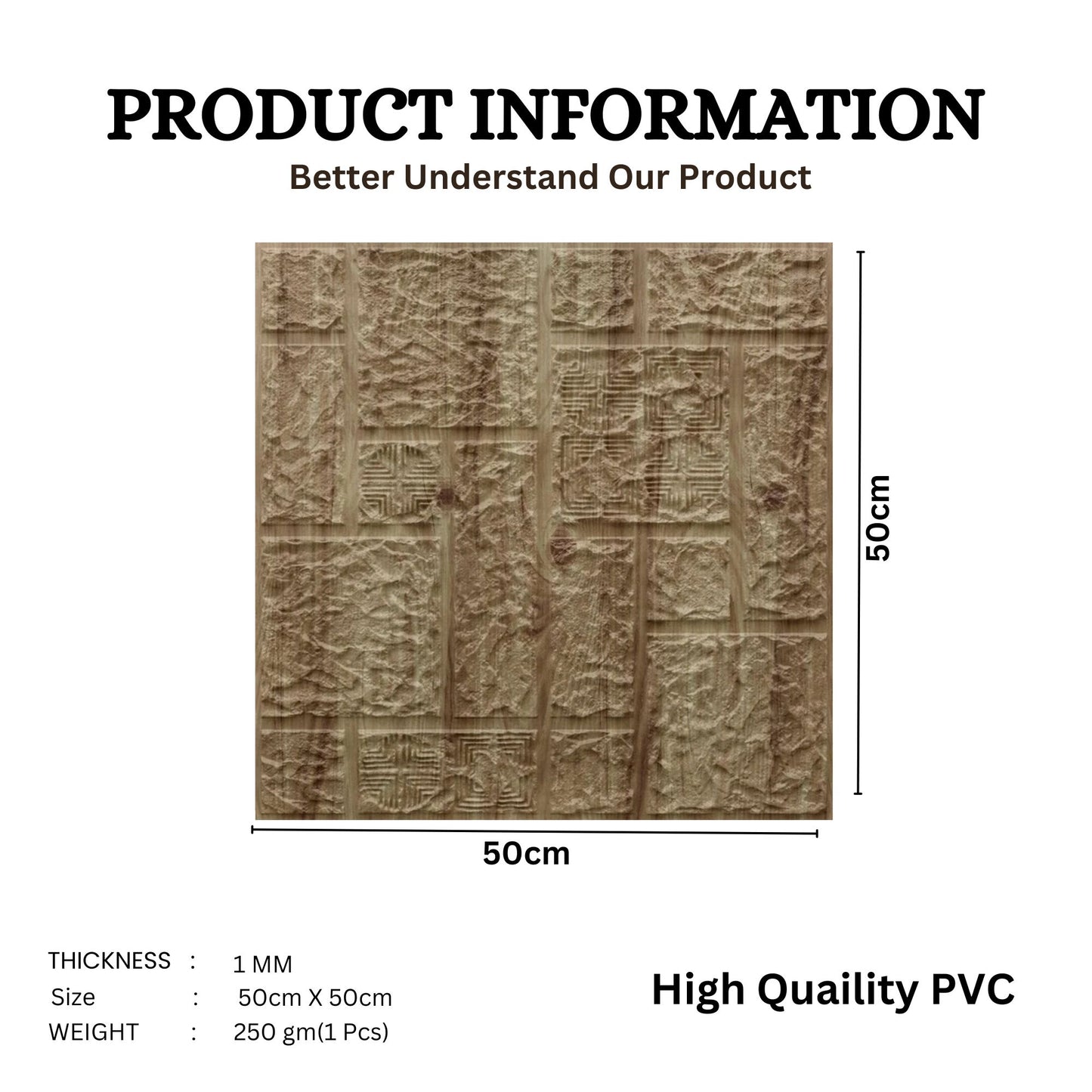 3D Self Adhesive Wall Panel - Abstract Design 50 x 50 cm