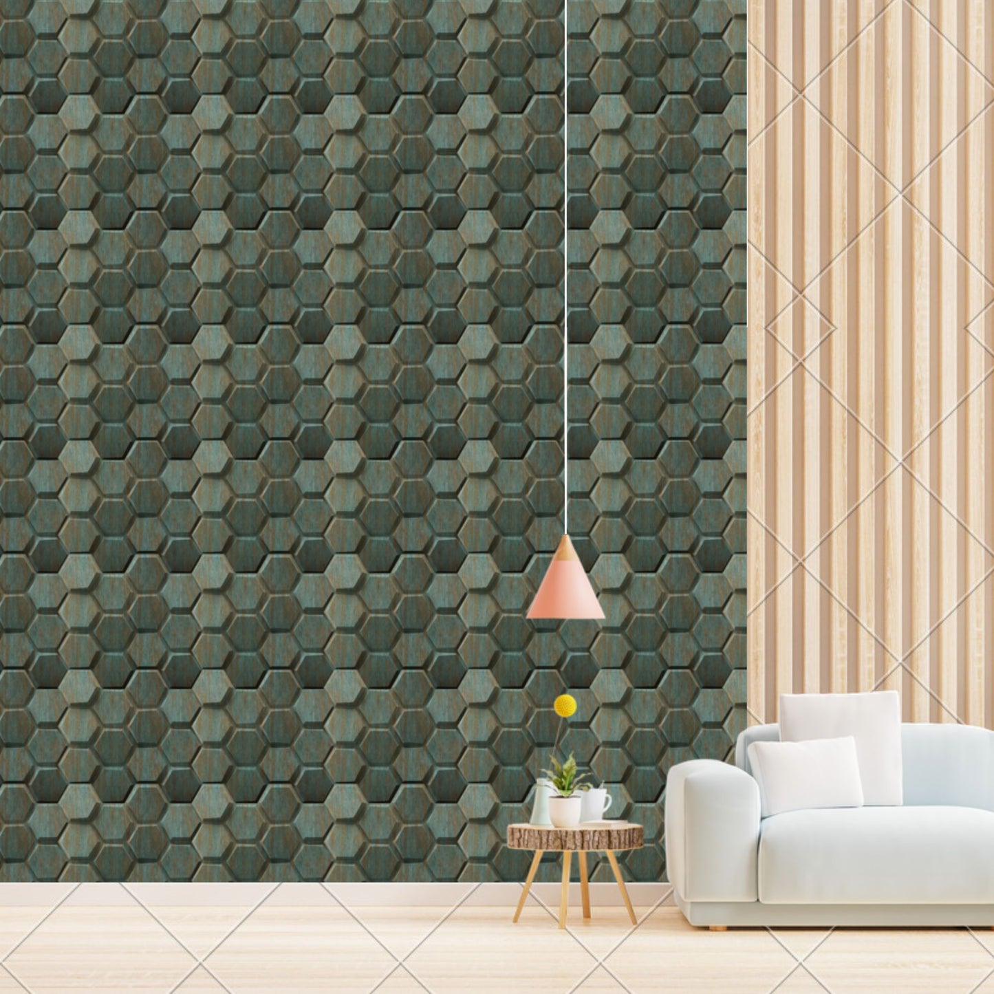 Rustic wood 3D Wall Panels Hexagon Design-td038 view-3