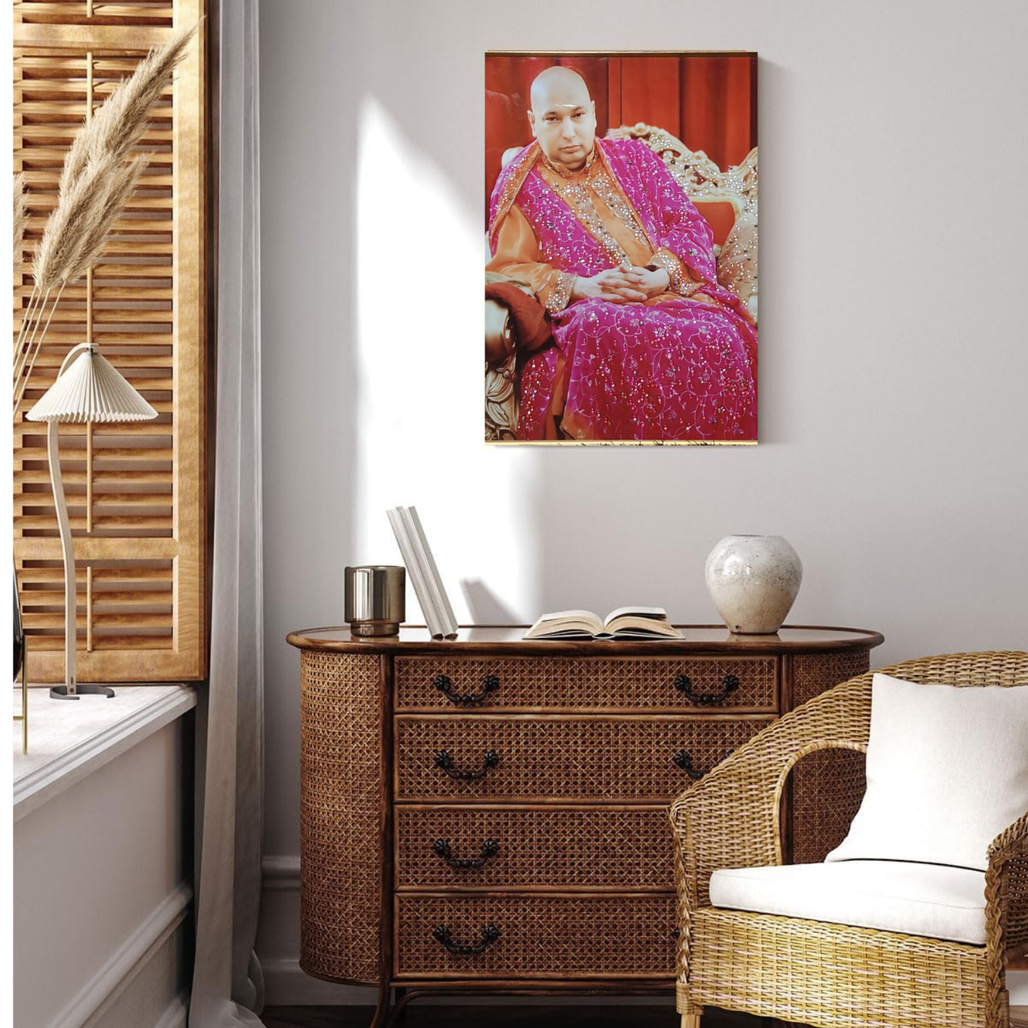 Crystal Painting for Wall Decoration with Golden Frame, Size- 38 X 48 Cm- Crystal Guruji