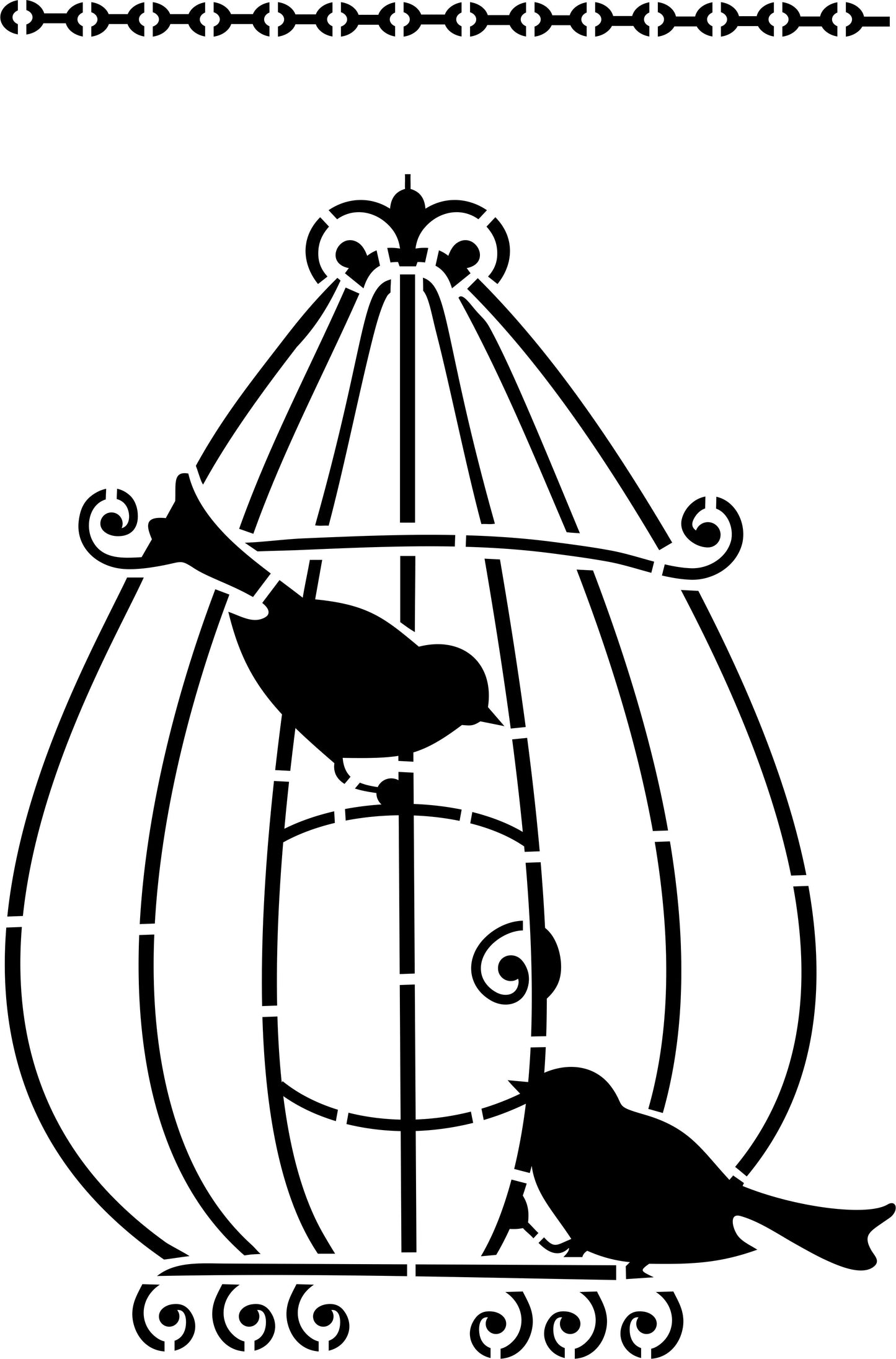Birds in Cage Wall Design Stencil (KHS324)