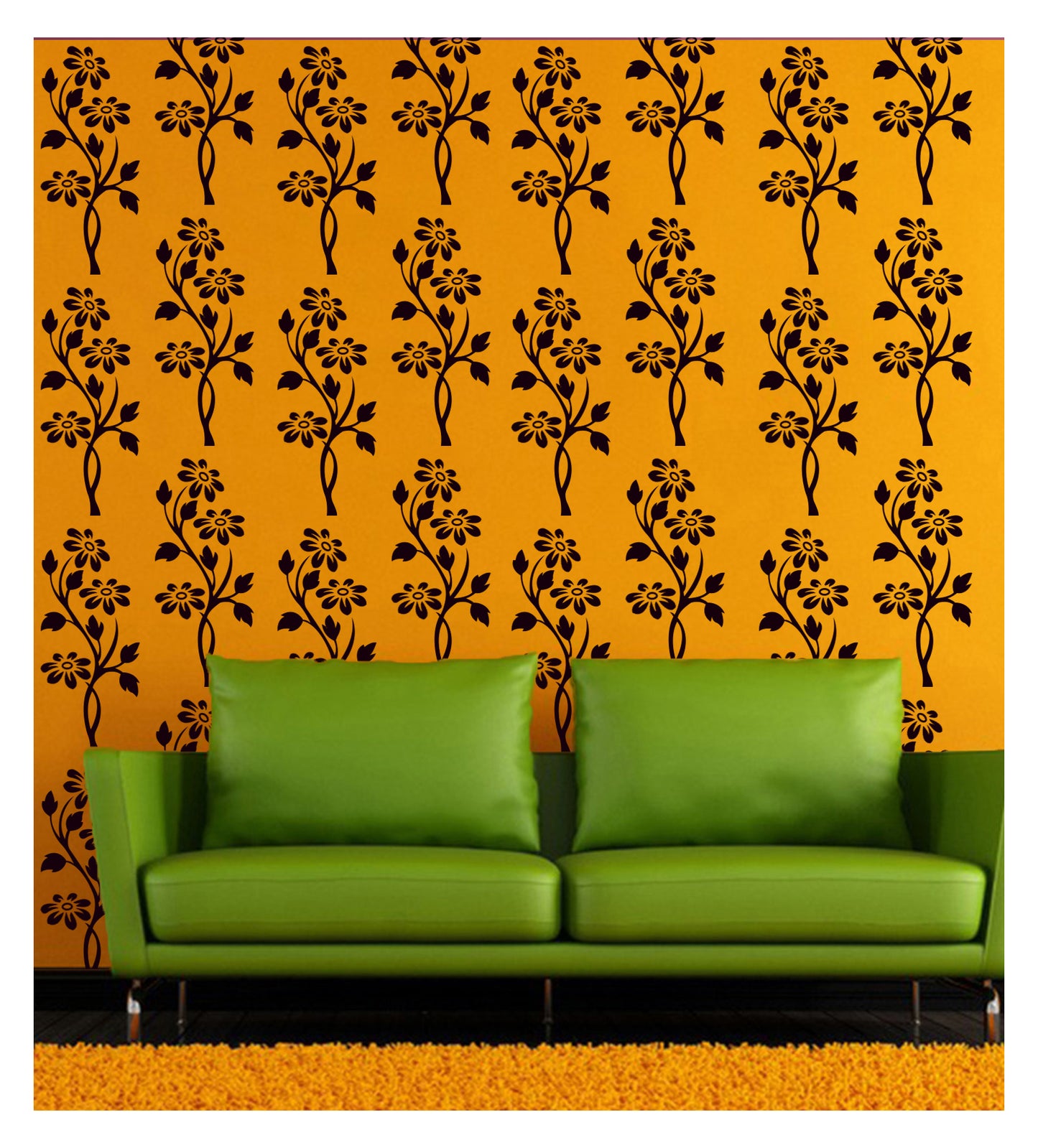 Floral Wall Design Stencil (KHS346)