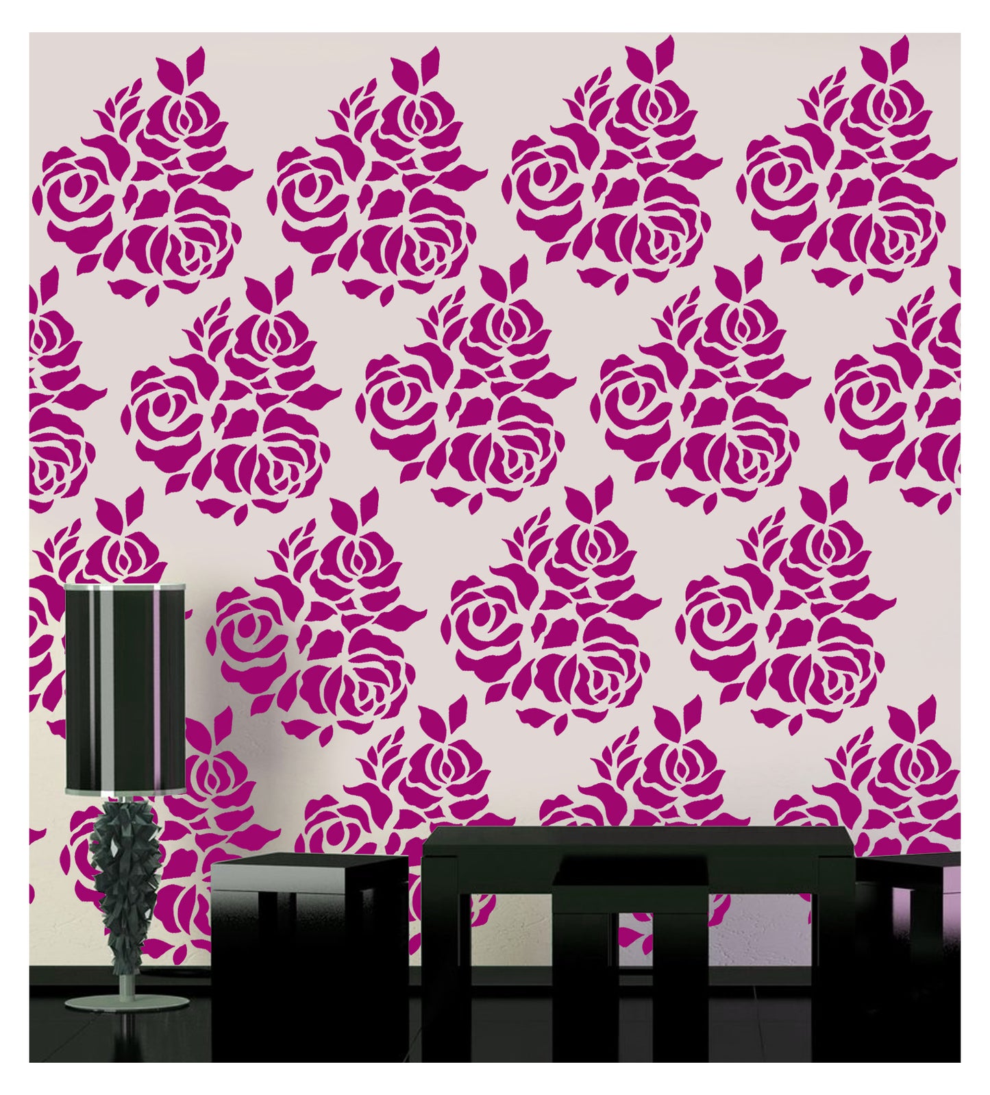 Rose Wall Design Stencil (KHS349)