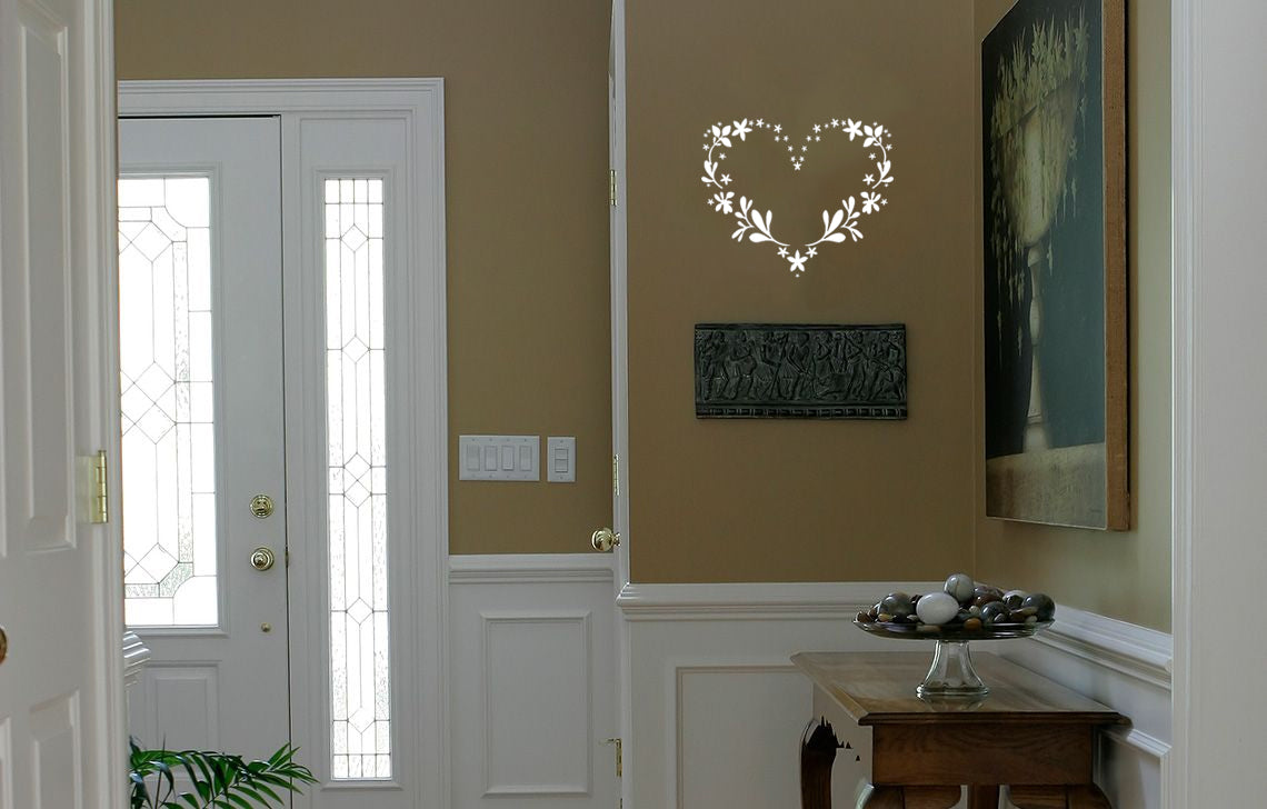 Floral Heart Reusable Wall Stencil (KHS412)