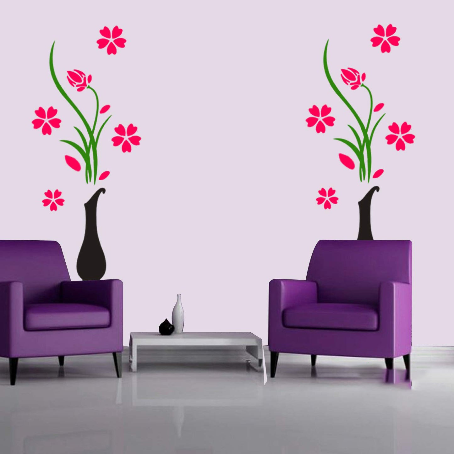 Flower Vase Wall Design Stencil (KHS421)