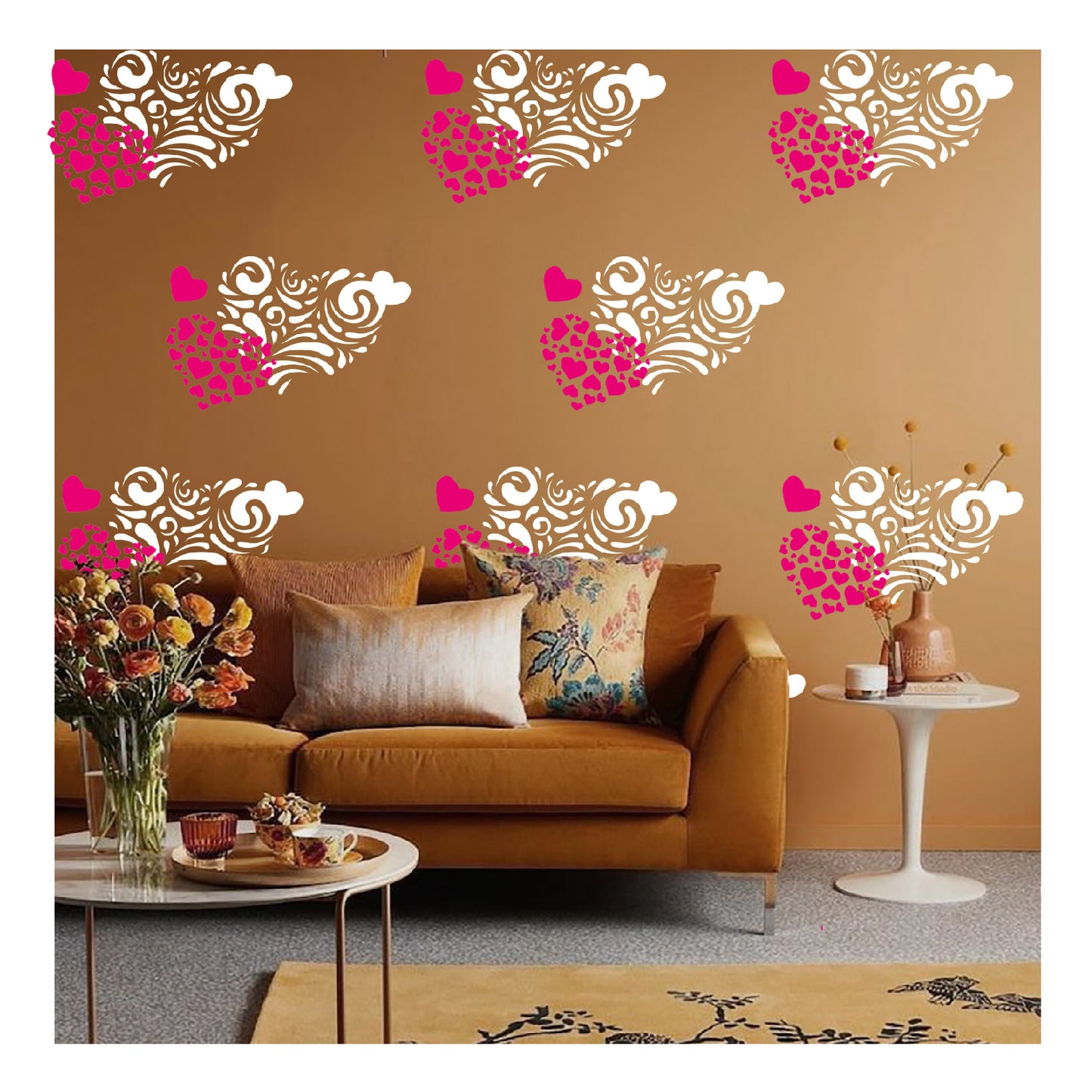 Heart Wall Design Stencil (KHS434)