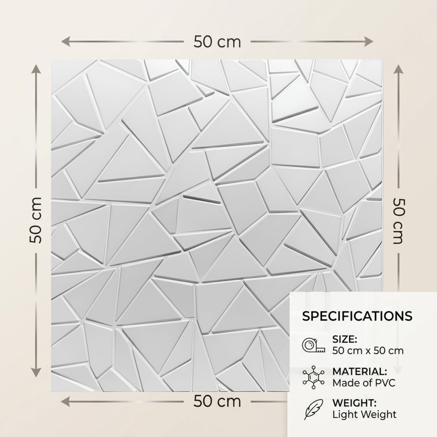Matt White Geometric Design 3D Wall Panel-5