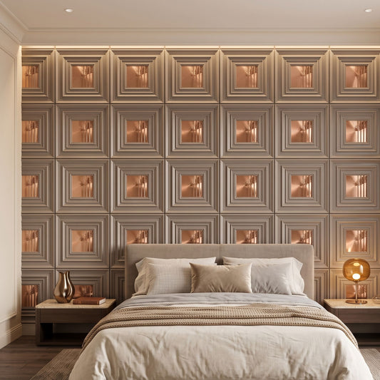 Mega Greige Copper Accent Design Acrylic 3D Wall Panel-1