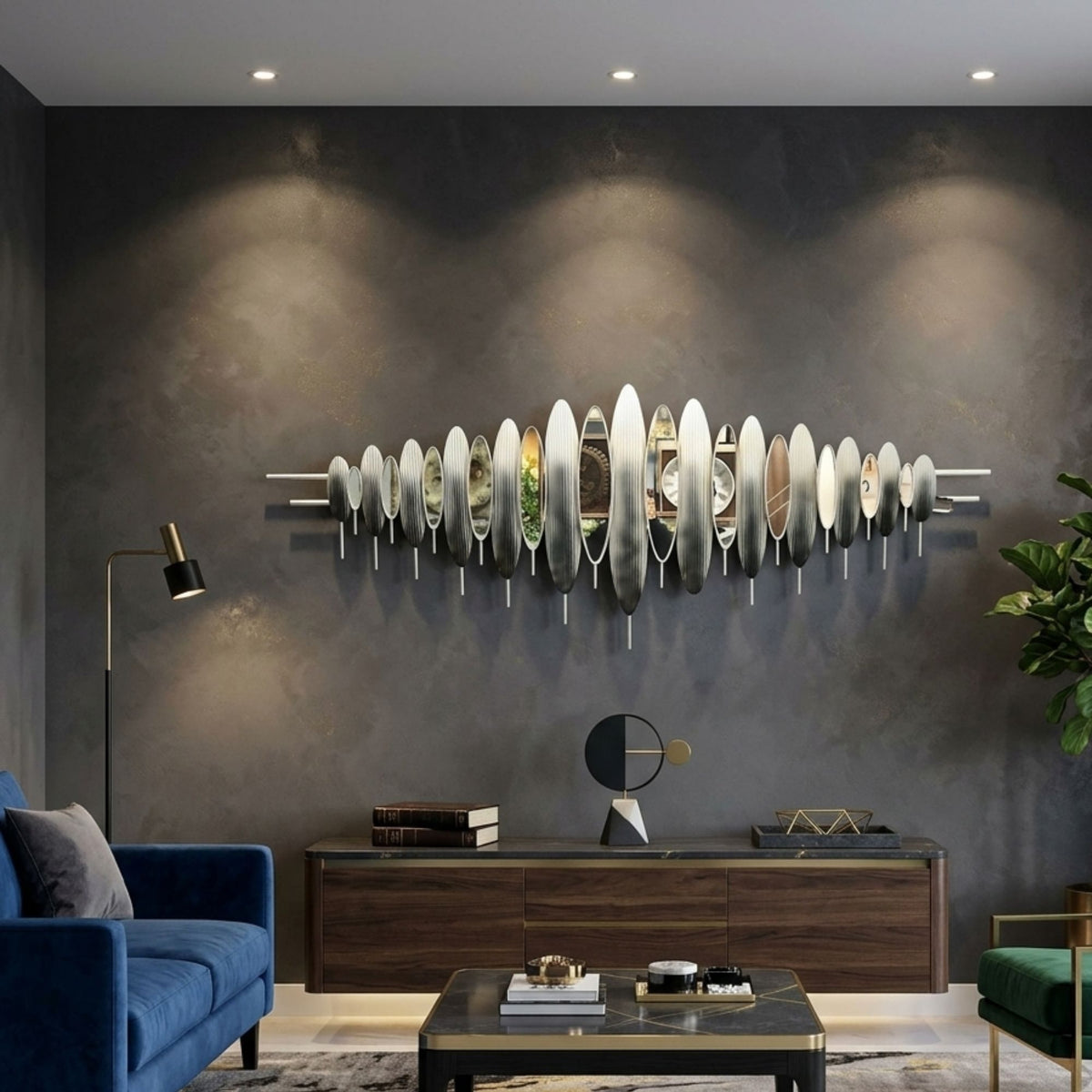 Metal Wall Art - Size 180X70 cm| Mirror Oval