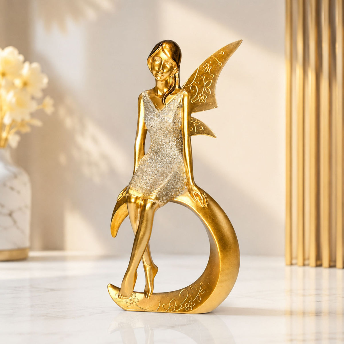 Abstract Modern Art Sculpture Showpiece for Home Decor - Twinkle sitting Fairy