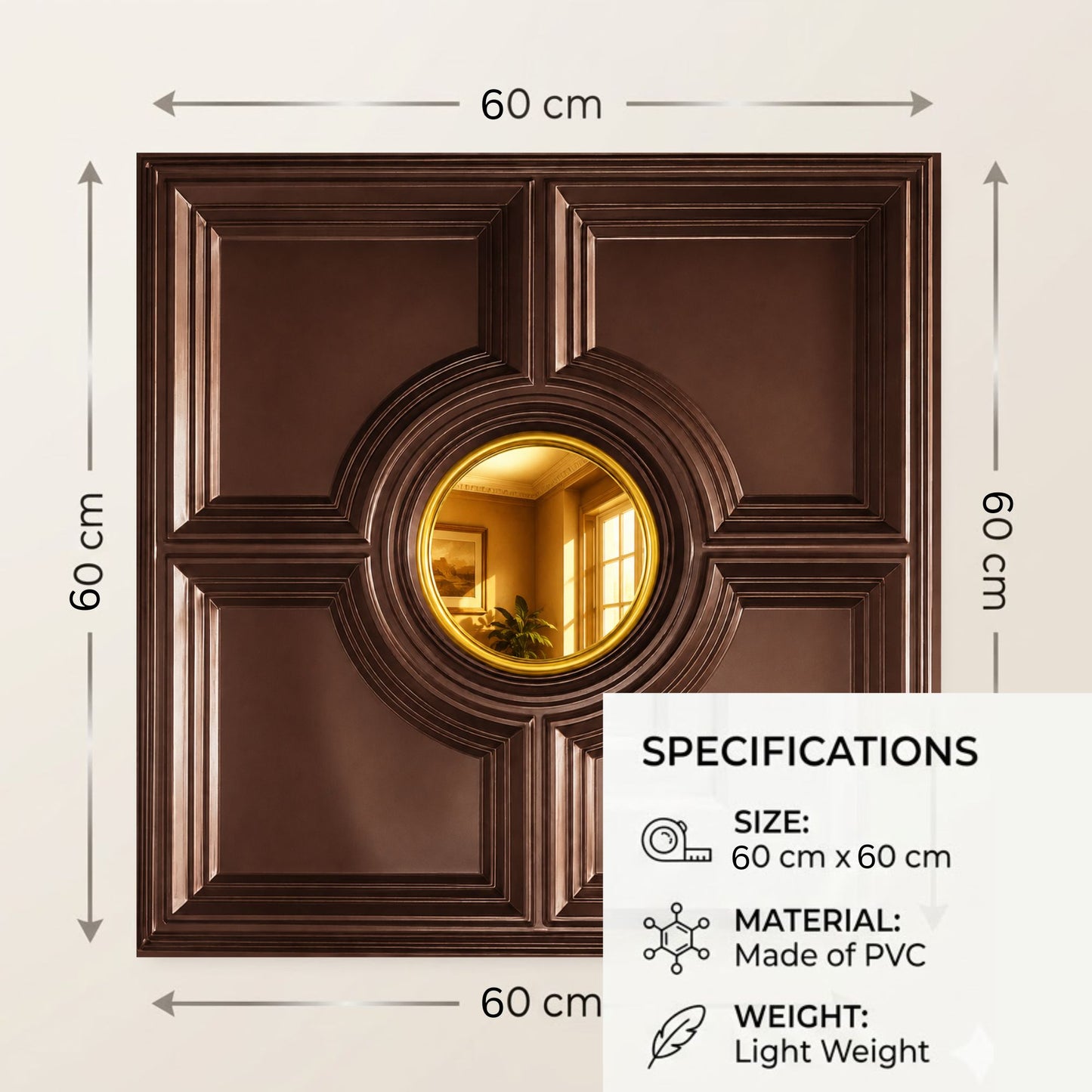 Red Copper Regal Medallion Design With Gold Mirror-2