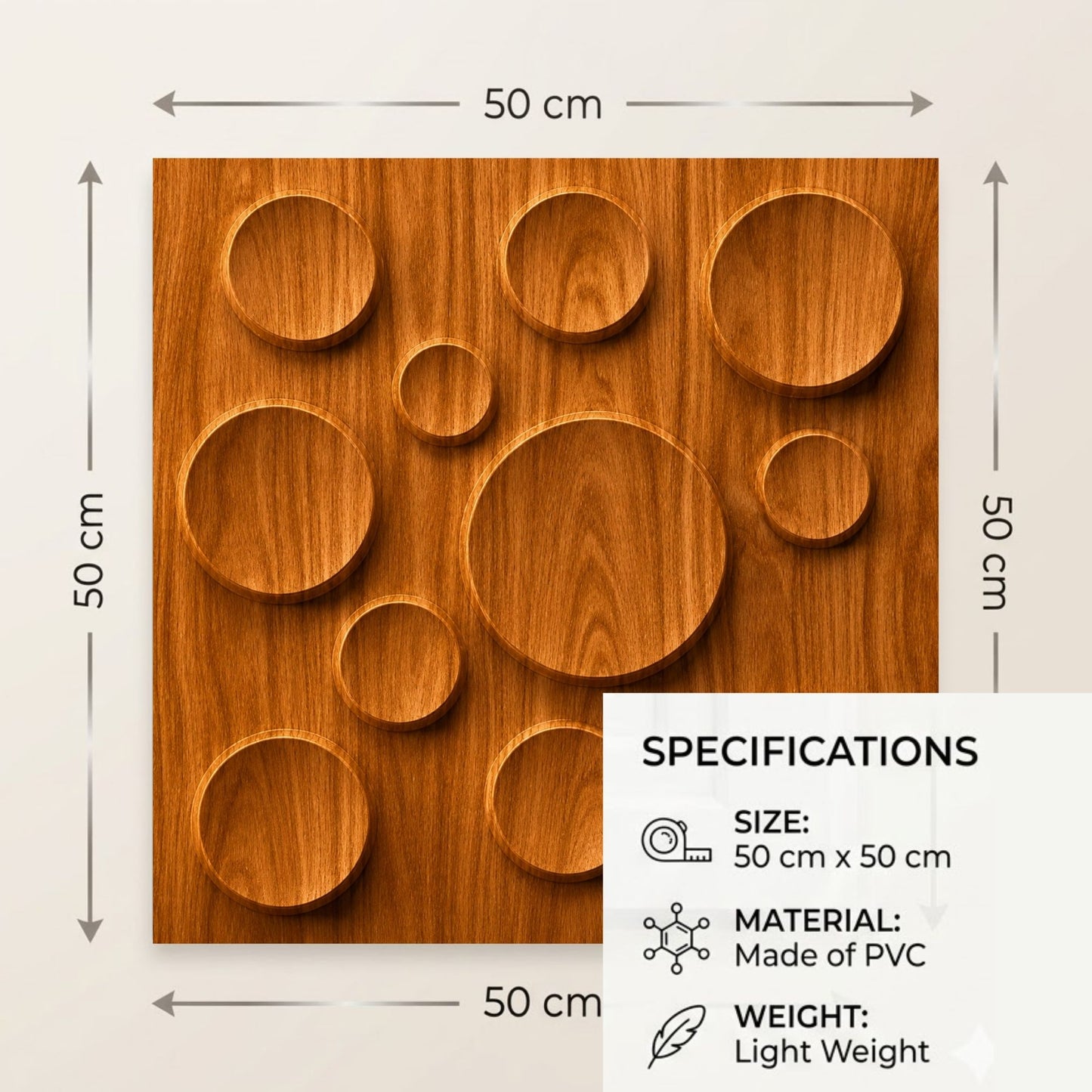 Teak Wood Moon Design 3D Wall Panel-3