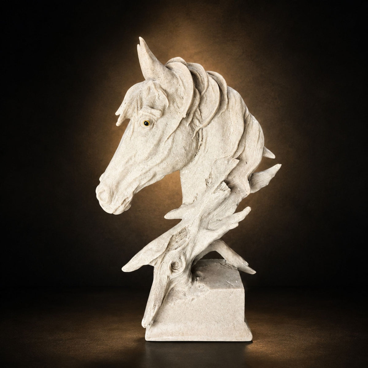 Vintage rustic white horse head bust statue for home office table decor