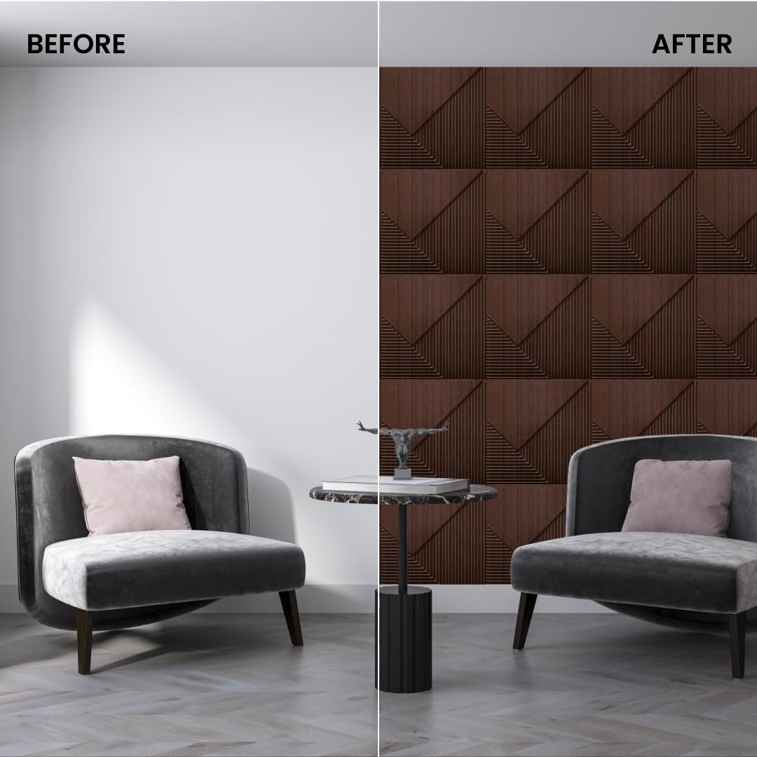 Walnut Wood 3D Wall Panels Fluted Design