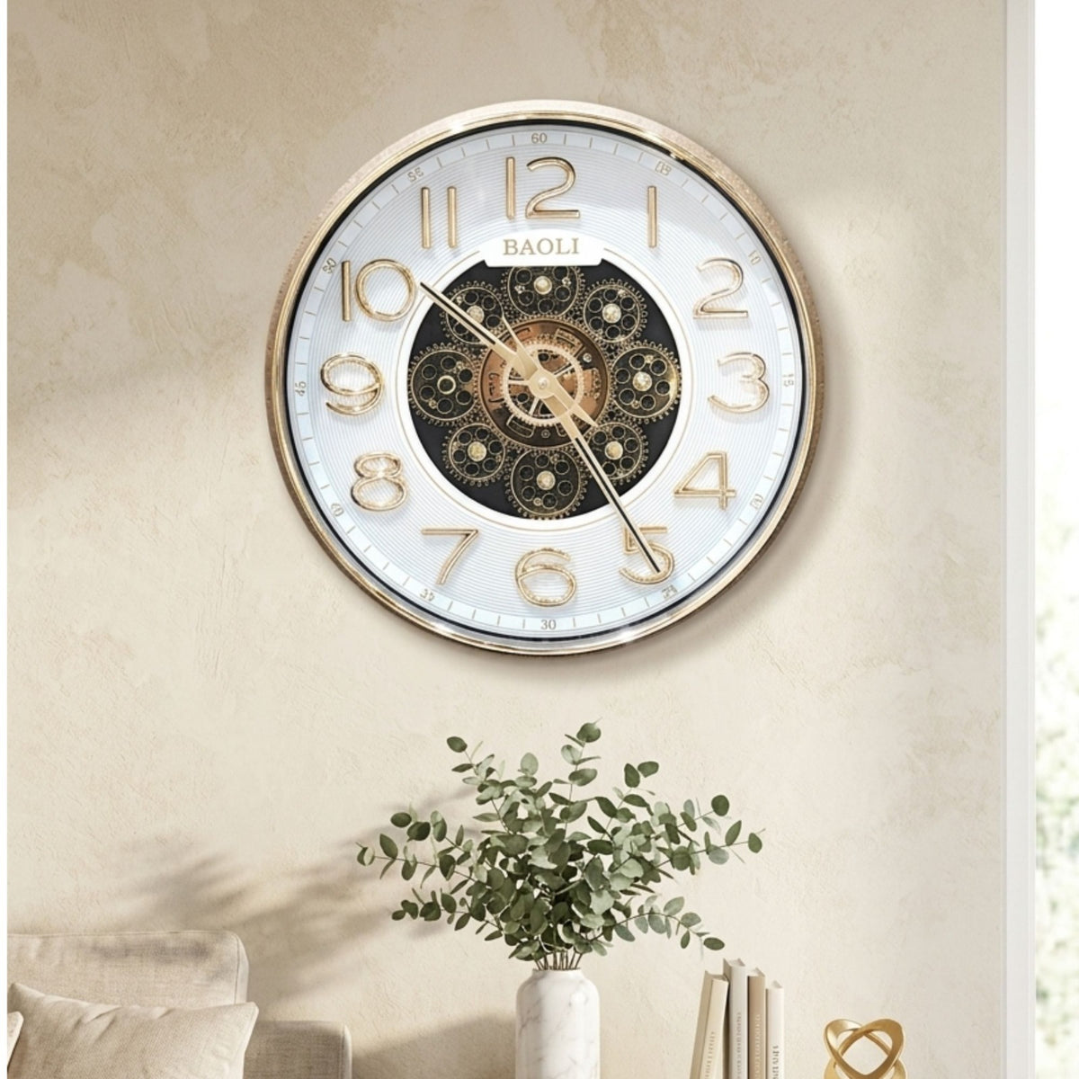 Classic Wall Clock Decorative Size-33 cm | Gold White Design