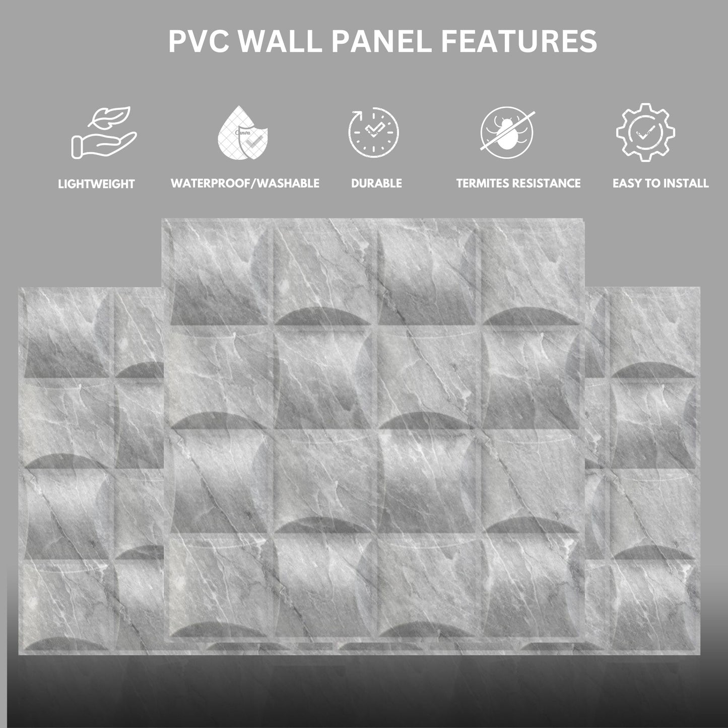 White Marble Block Design 3D Wall Panel View-2