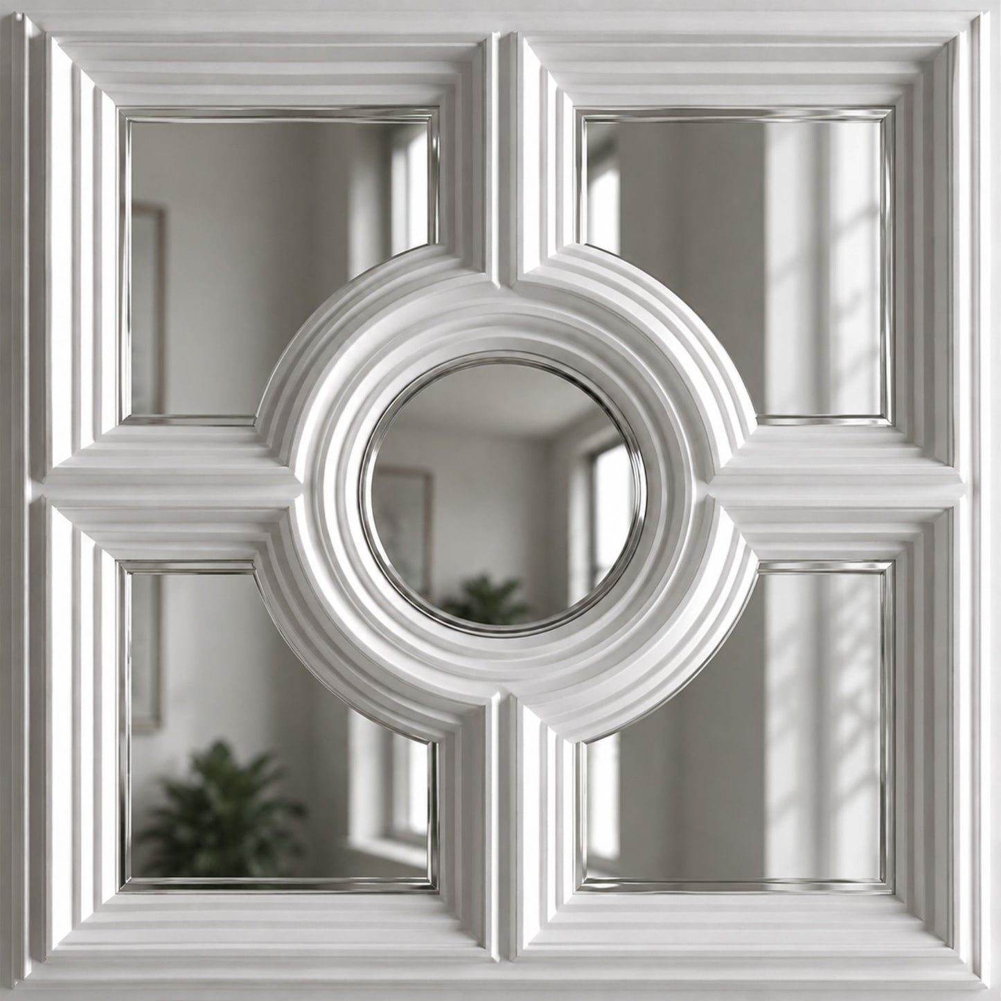 White Regal Medallion Design With 5 Side Silver Mirror