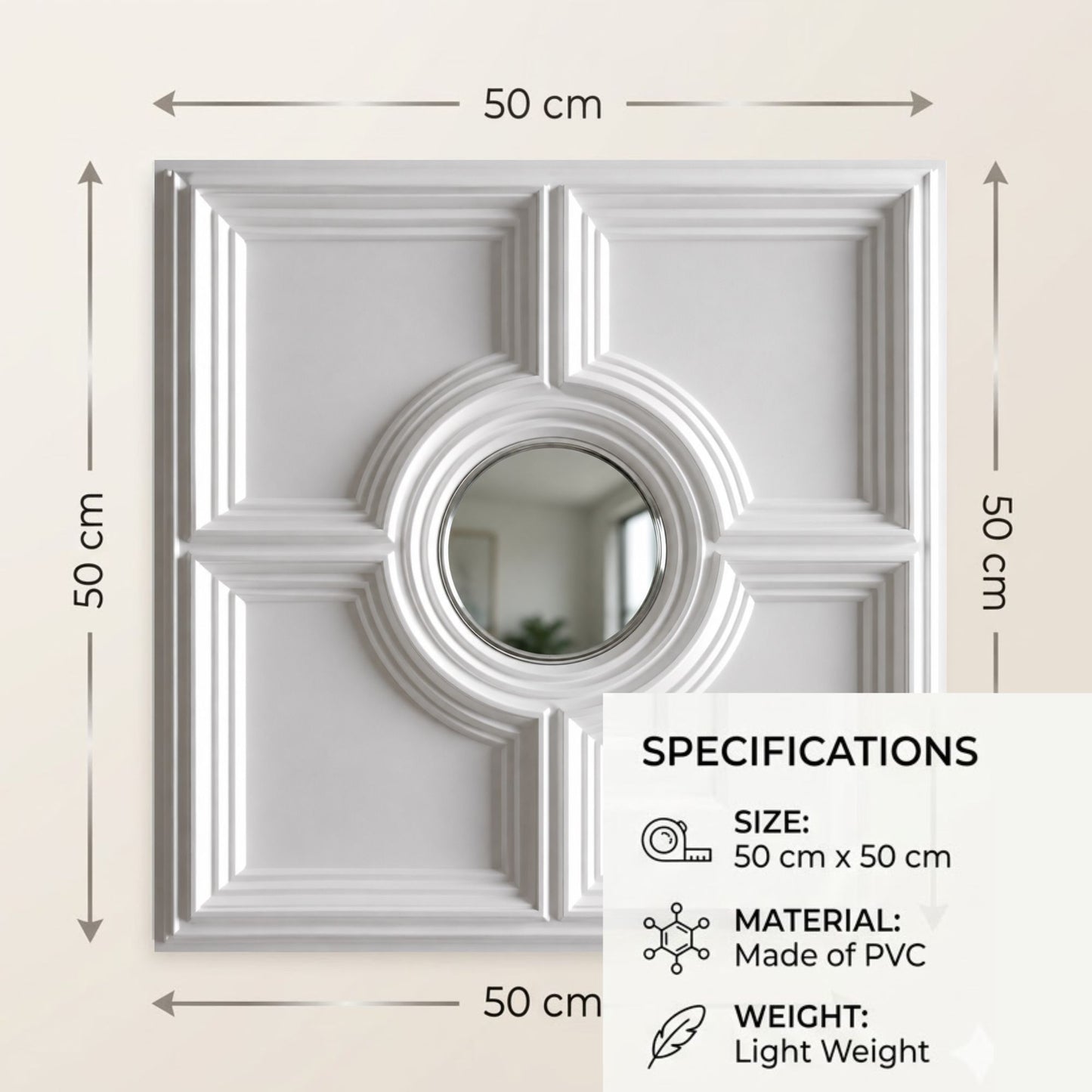 White Regal Medallion Design With Silver Mirror-2